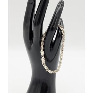 VTG 925 Italy Sterling Silver 5mm Rope Large Lobster Claw Clasp Bracelet 13.99g